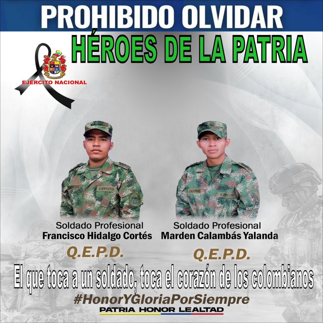 130-131-Soldados profesionales Francisco Hidalgo Cortés y Marden Calambás Yalanda (Silvia, Cauca) (06-May-24)